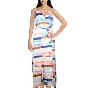 Hutch white Blue wrap Maxi Dress S NWT Super Flowy Bohemian Coastalgypsy resort